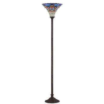 Peacock Tiffany Style 70" Torchiere LED Floor Lamp - JONATHAN Y